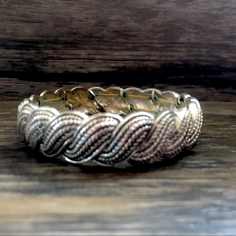 Silver Braided Stretch Bracelet